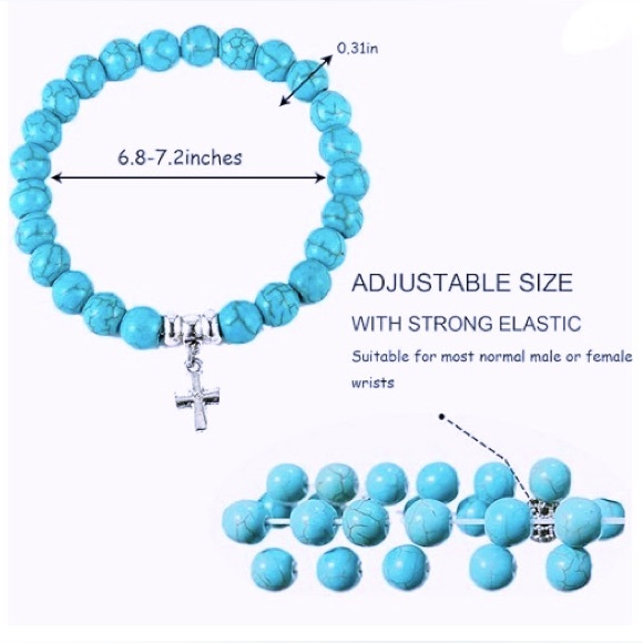 HOST PICK Bohemian Turquoise Beaded Stretch Bracelet W/ Silver Charm - Picture 2 of 3